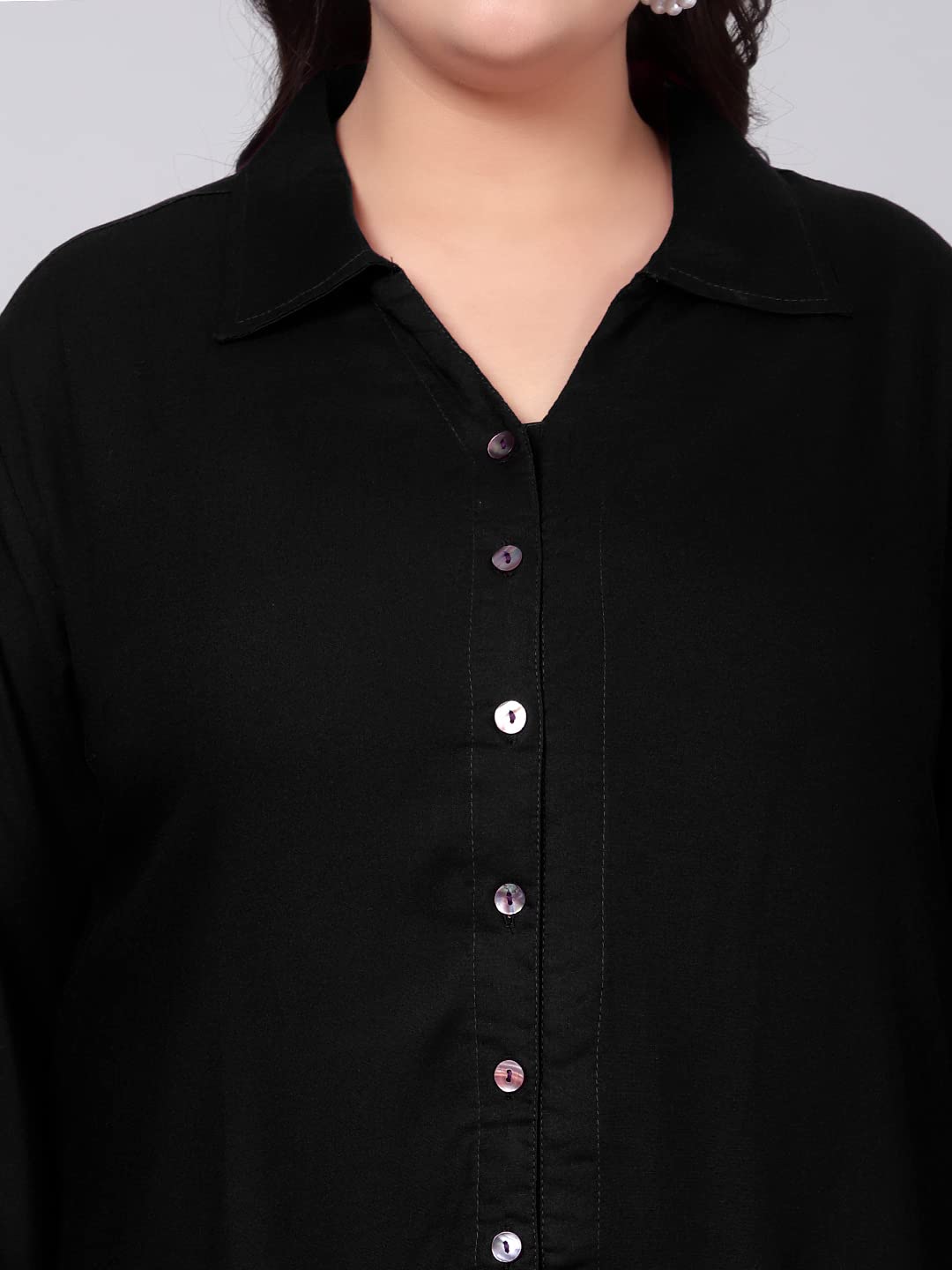 Indietoga Women's Rayon Longline Shirt - Black - Image 4