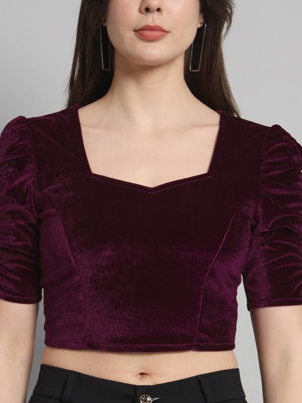Vaararo Velvet Blouse for Women - Wine - Image 4