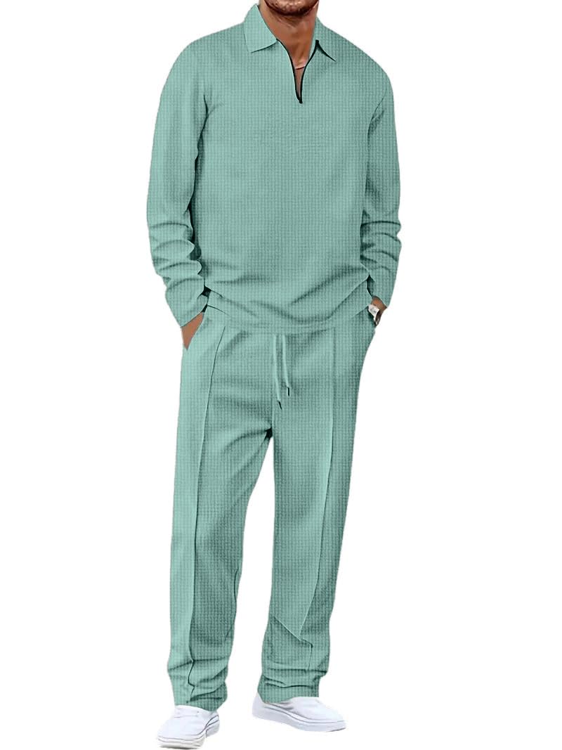 Jawdrobe Men Waffle-Check Co-Ord Set