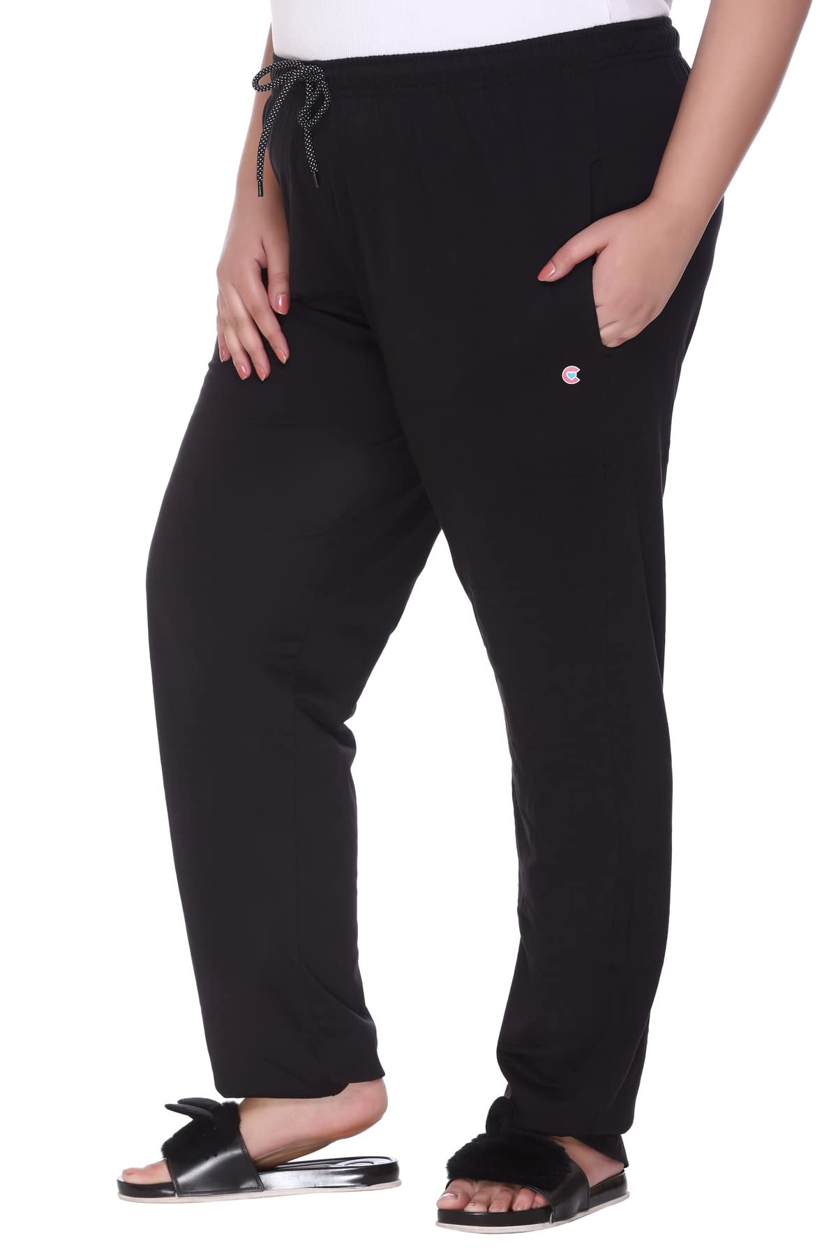 CUPID Women's Cotton Track Pants - Black