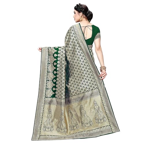 Yashika Banarasi Kanjivaram Art Silk Saree - Green - Image 4