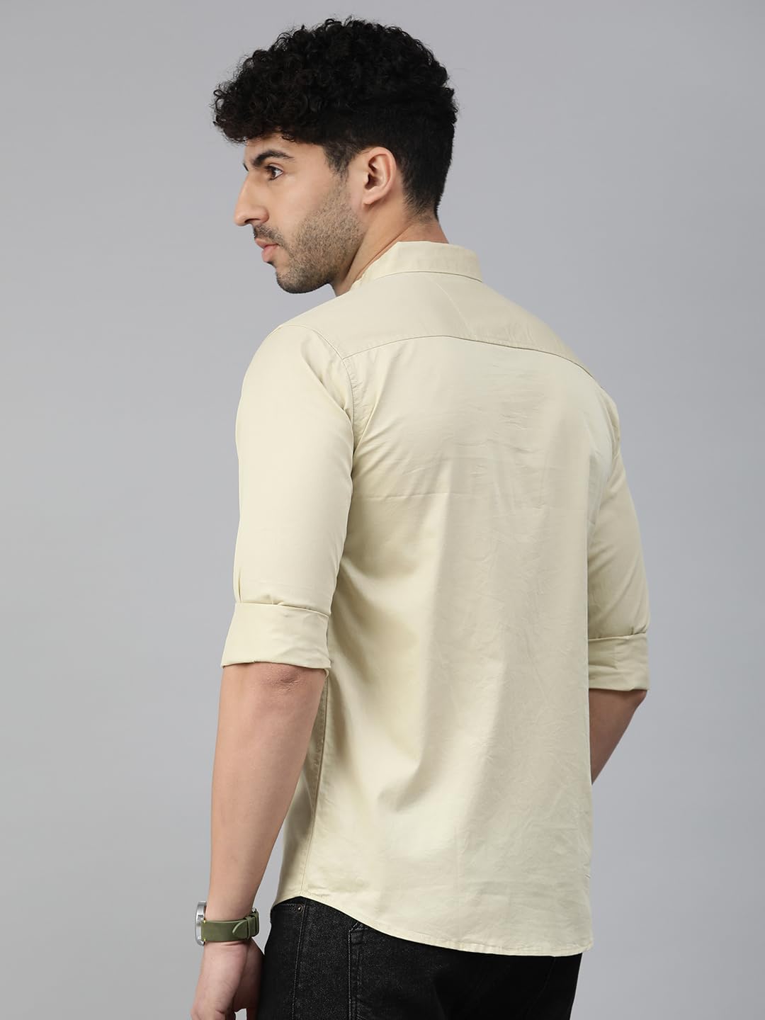 Majestic Man Beige Cotton Casual Shirt for Men - Image 3
