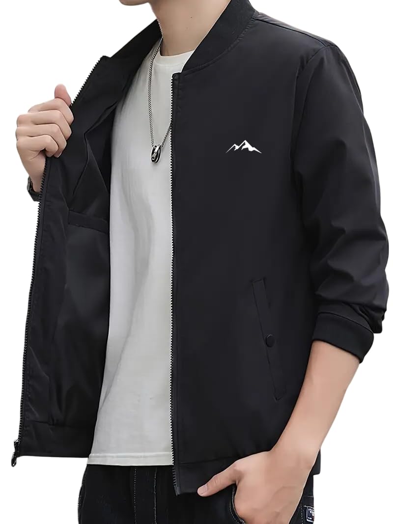 GLASGO Men's Black Bomber Jacket