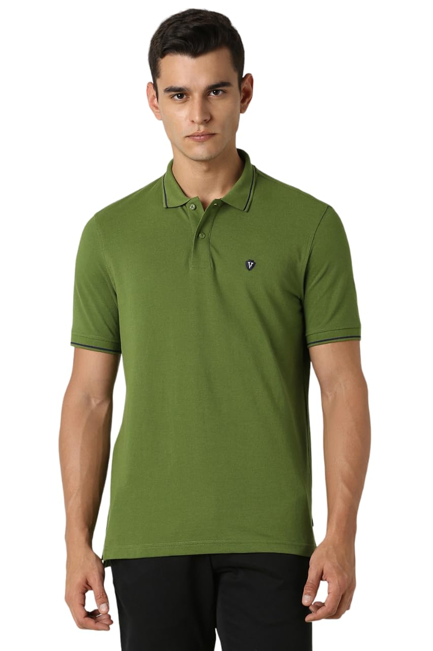 Van Heusen Men's Cotton Polo T-Shirt - Green
