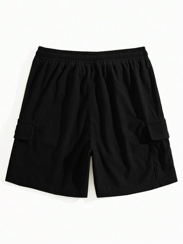 SMOWKLY Men's Ribbed Polycotton Cargo Shorts - Image 5