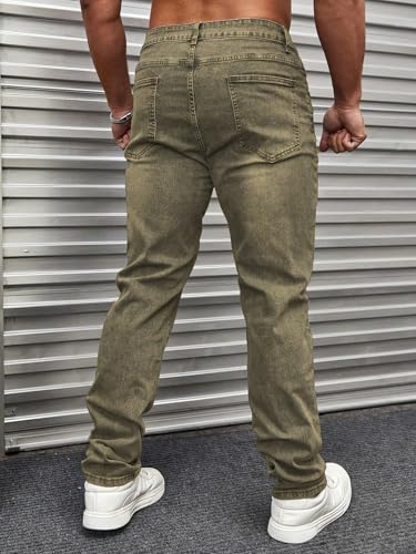 URBAN POCKETS Men's Distressed Denim Pants - Tarry Green - Image 4