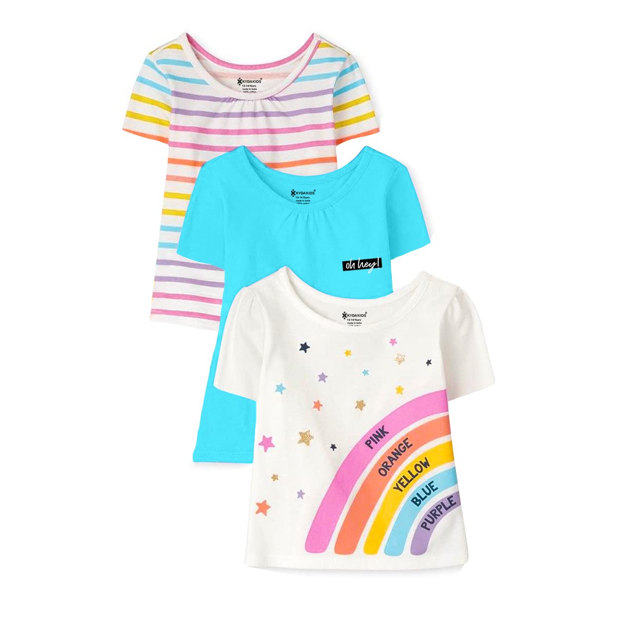 KYDA KIDS Antibacterial Printed Girl's Cotton Tshirt - Turquoise