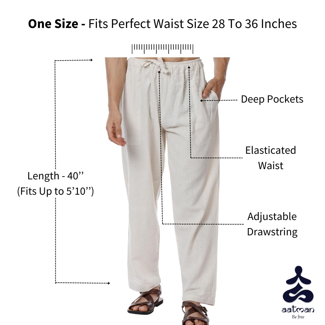 Aatman Men's Cotton Pyjama - Cream - Image 3