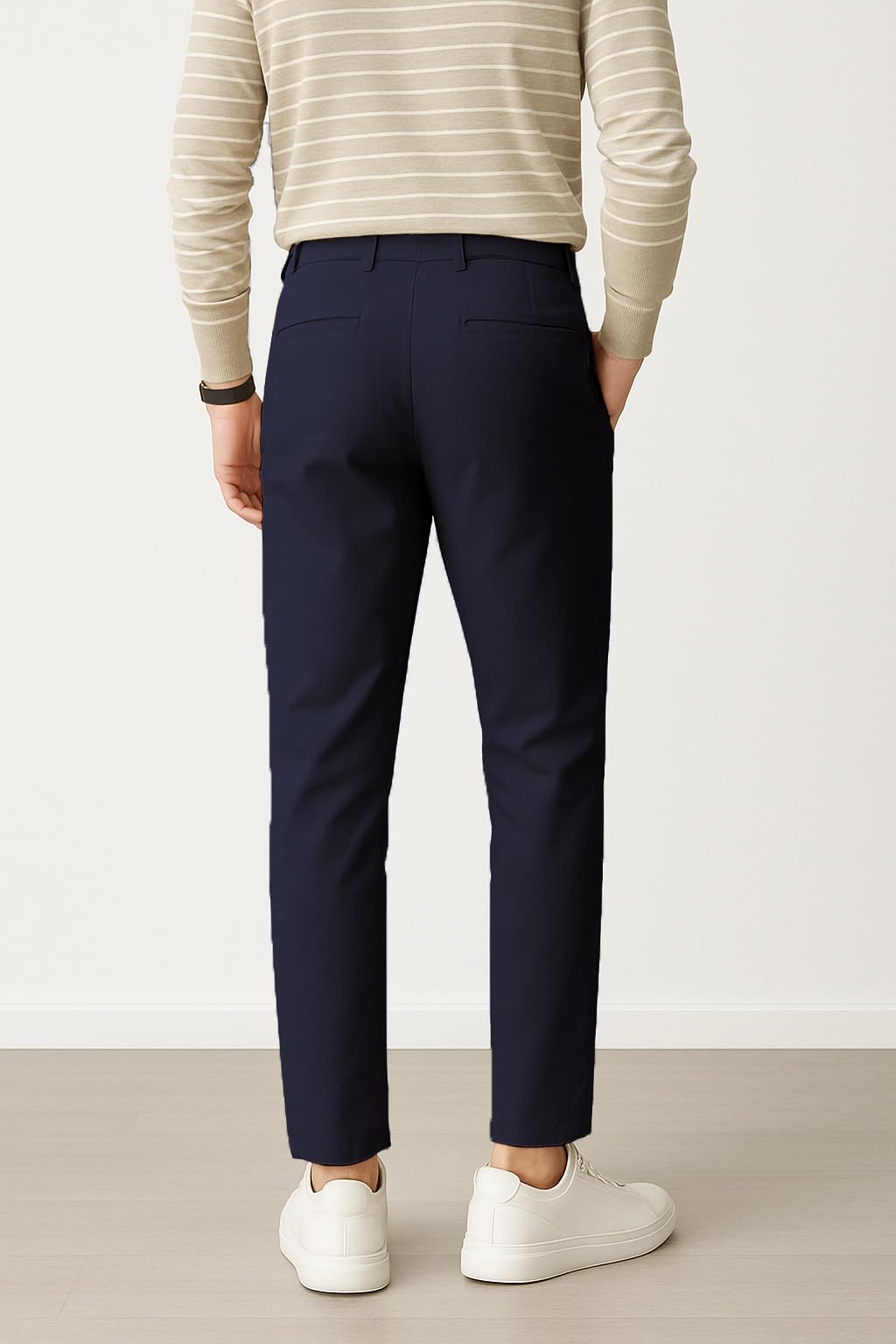 KARGEENS Men Formal Stretchable Pants - Navy Blue - Image 2