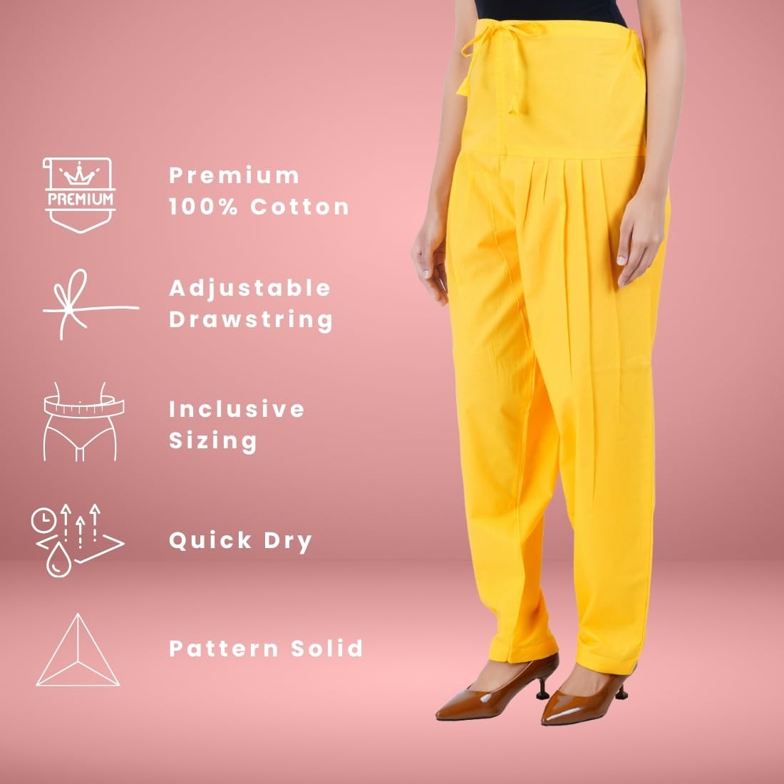 Yellow Semi Patiala Salwar for Women - Image 2