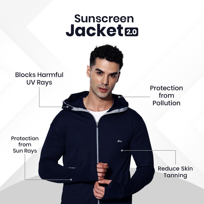 TYGA Men Nylon Blend Sunscreen Jacket - Navy Blue - Image 4