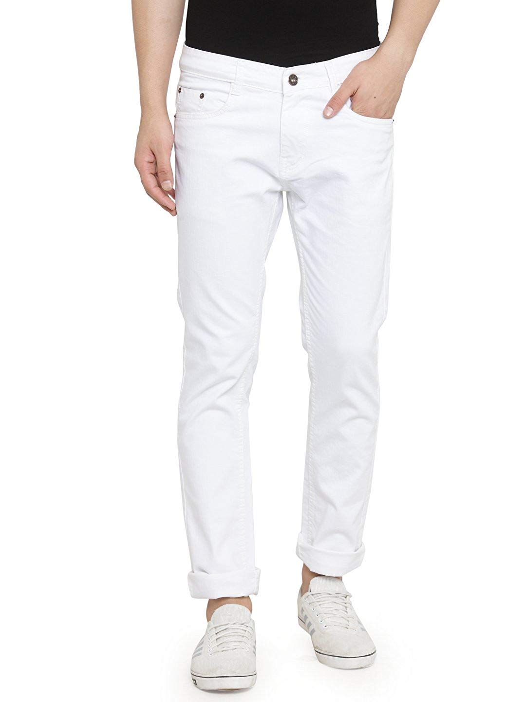 Ben Martin Men's White Cotton Denim Jeans
