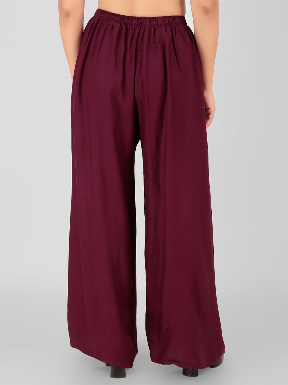 Go Gazab Rayon Palazzo Pants for Women - Wine - Image 3