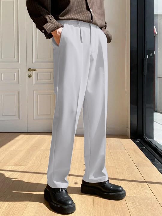 RAGZO Men's Baggy Formal Trousers - Light Grey - Image 5