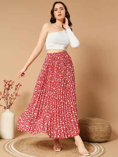 KZULLY Women Western Maxi Skirt Red - Image 2