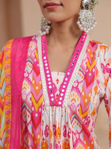 GRECIILOOKS Women's Rayon Floral Kurta Set - Pink - Image 3