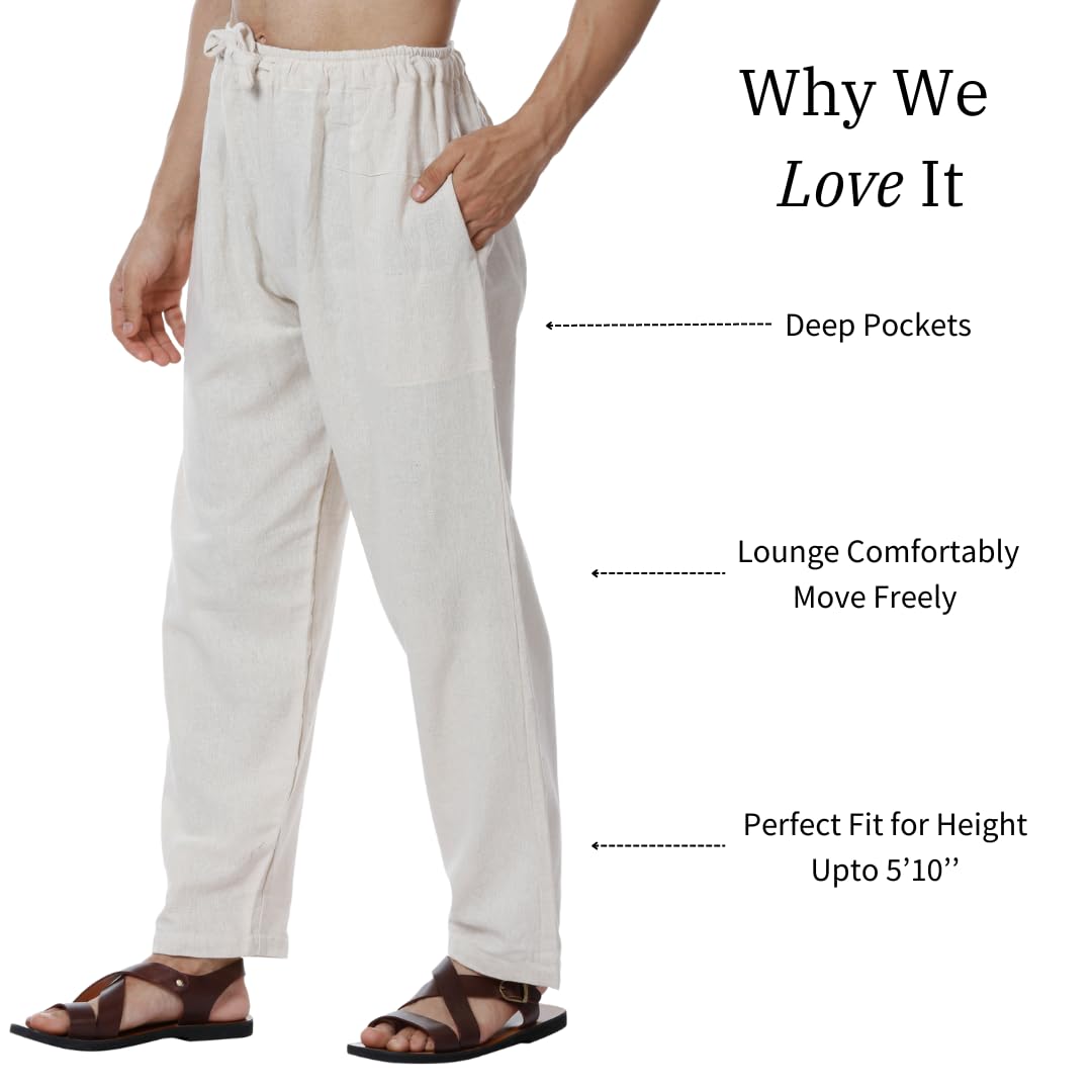 Aatman Men's Cotton Pyjama - Cream - Image 4