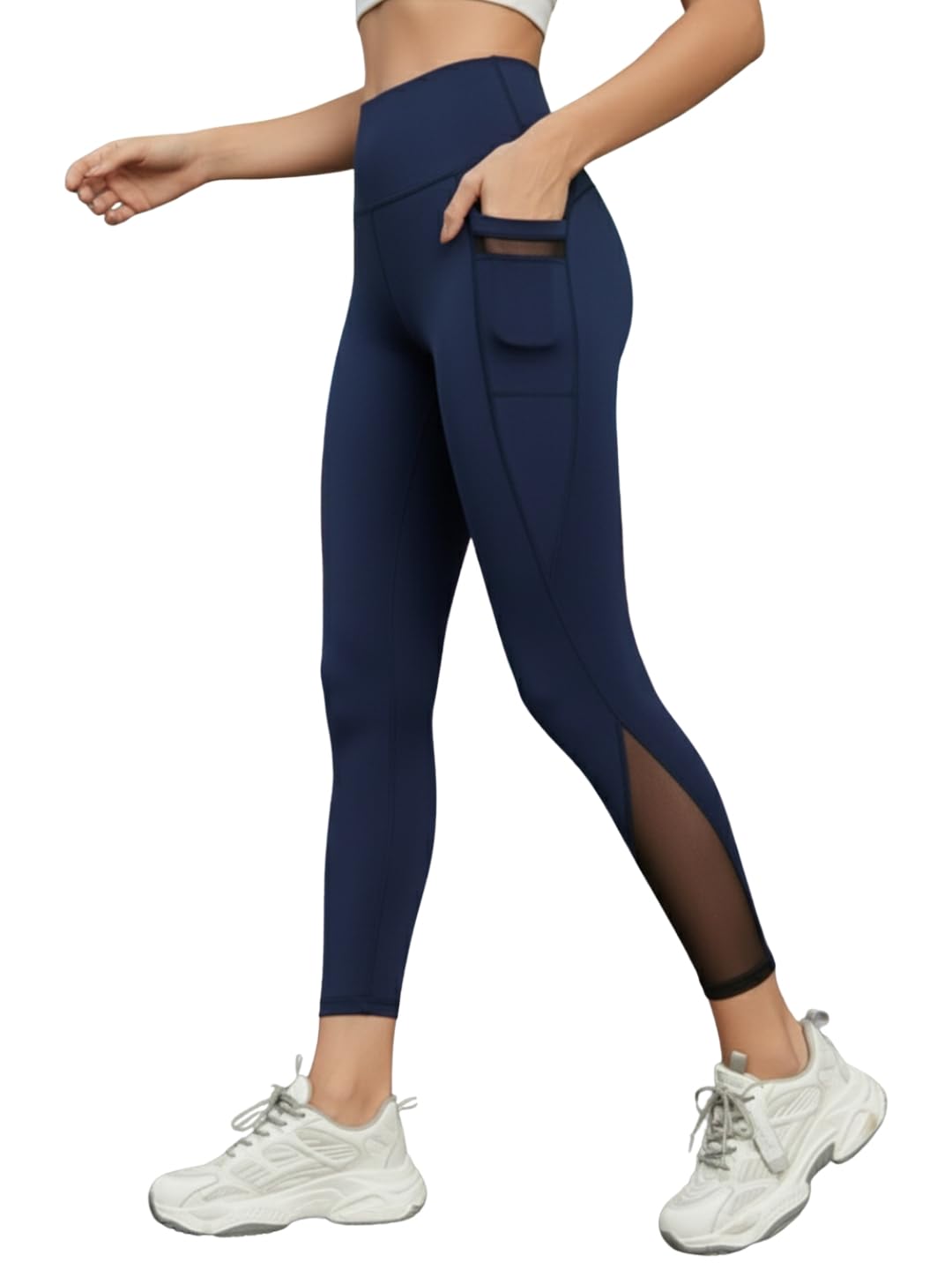 BLINKIN Navy Blue High-Rise Leggings for Women