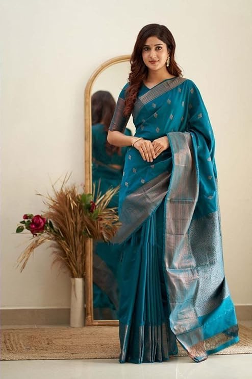 C J Enterprise Banarasi Kanjivaram Silk Saree for Women - Image 5