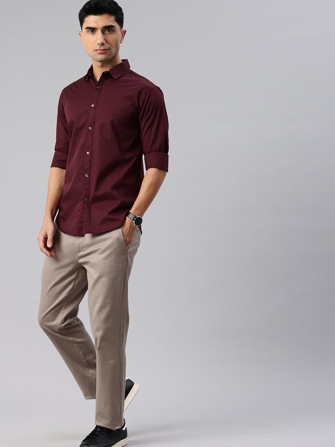 Majestic Man Cotton Casual Shirt for Men - Wine - Image 5