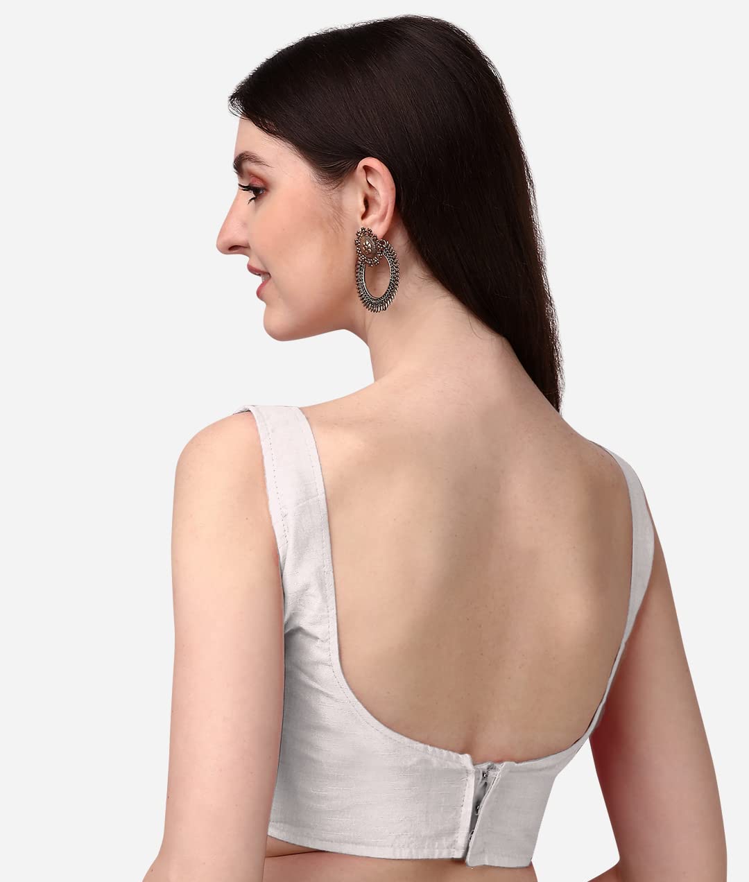 Sumaira Women's Silk Sleeveless Blouse - White - Image 3
