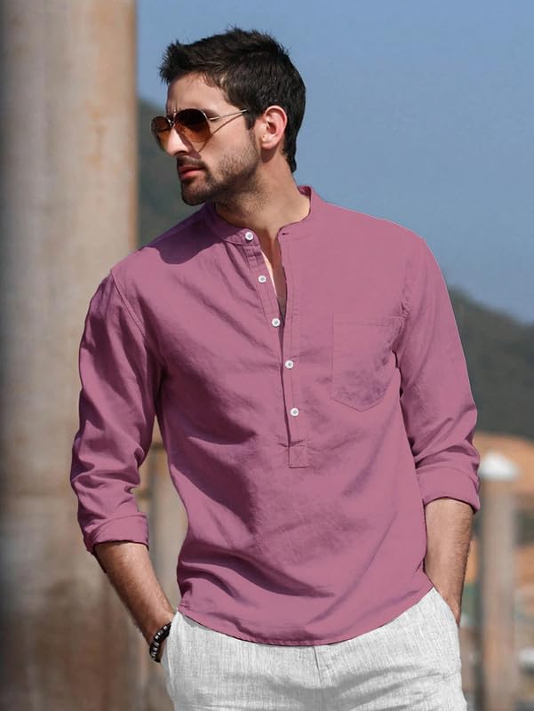 BE ACTIVE Men's Solid Shirt - Pink - Image 4