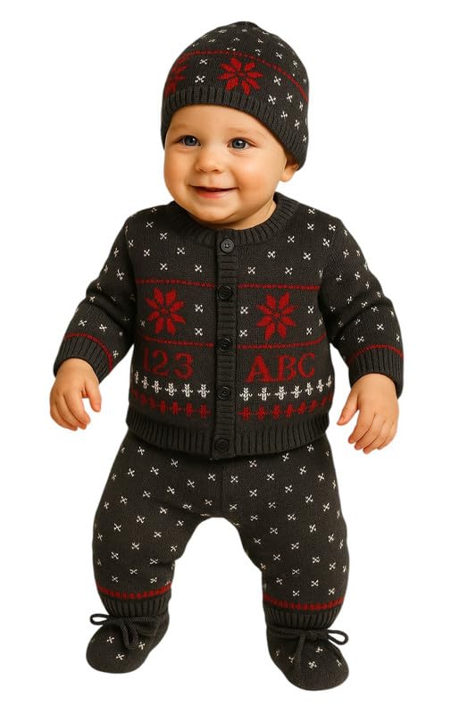 GarbGlide Baby Woolen Sweater Set - Black