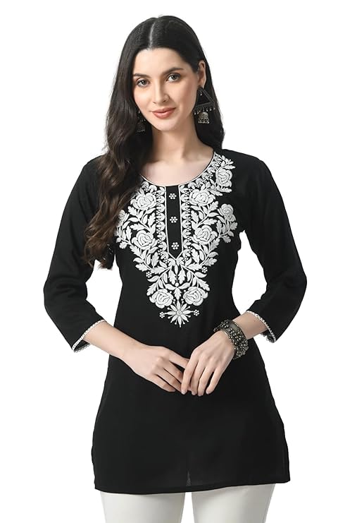 Style Prezone Black Chikankari Kurti for Women