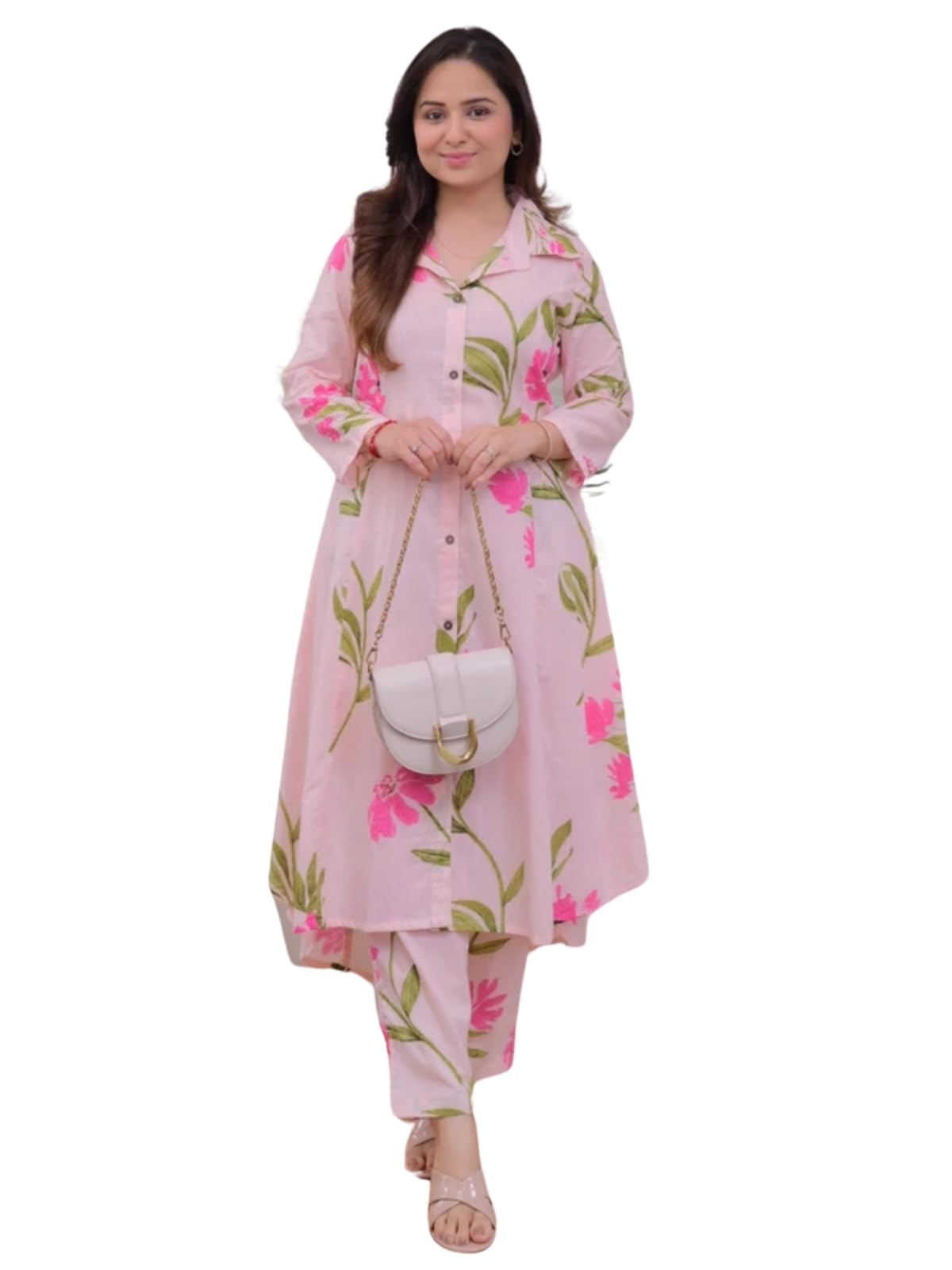 Leriya Fashion Women's Pink Anarkali Kurta Set