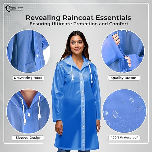 Robustt Unisex Waterproof Raincoat - Dark Blue - Image 3