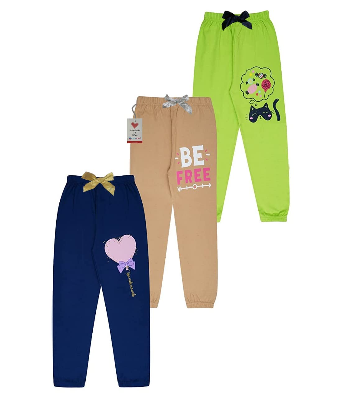 KYDA KIDS Cotton Track Pants for Girls - Multicolour