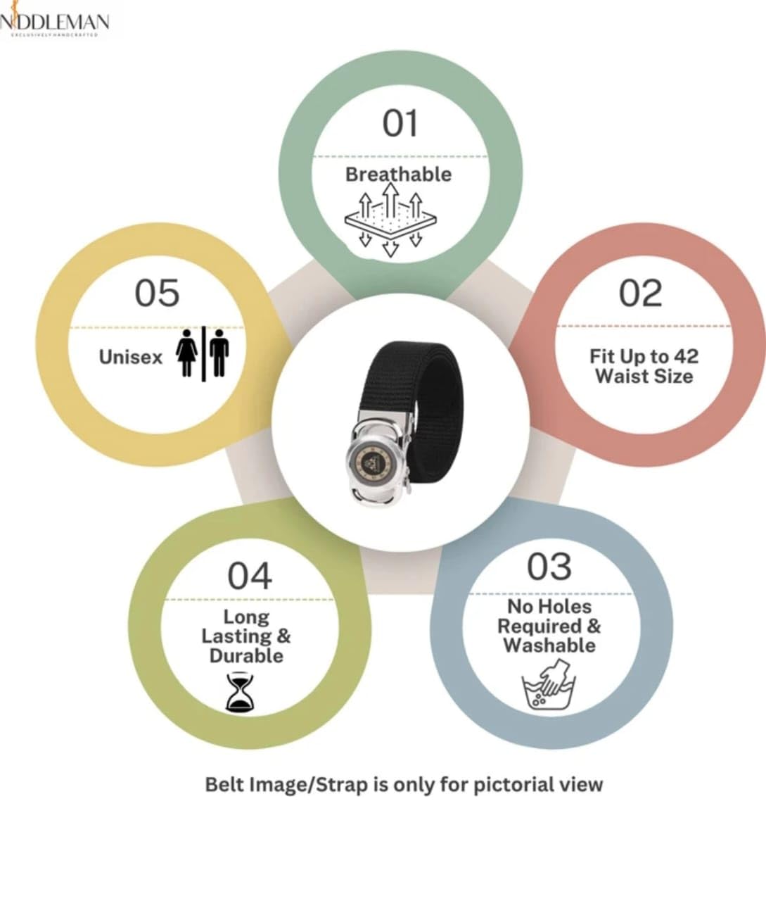 Designer Belt with Watch-Style Buckle - Nylon Green - Image 3