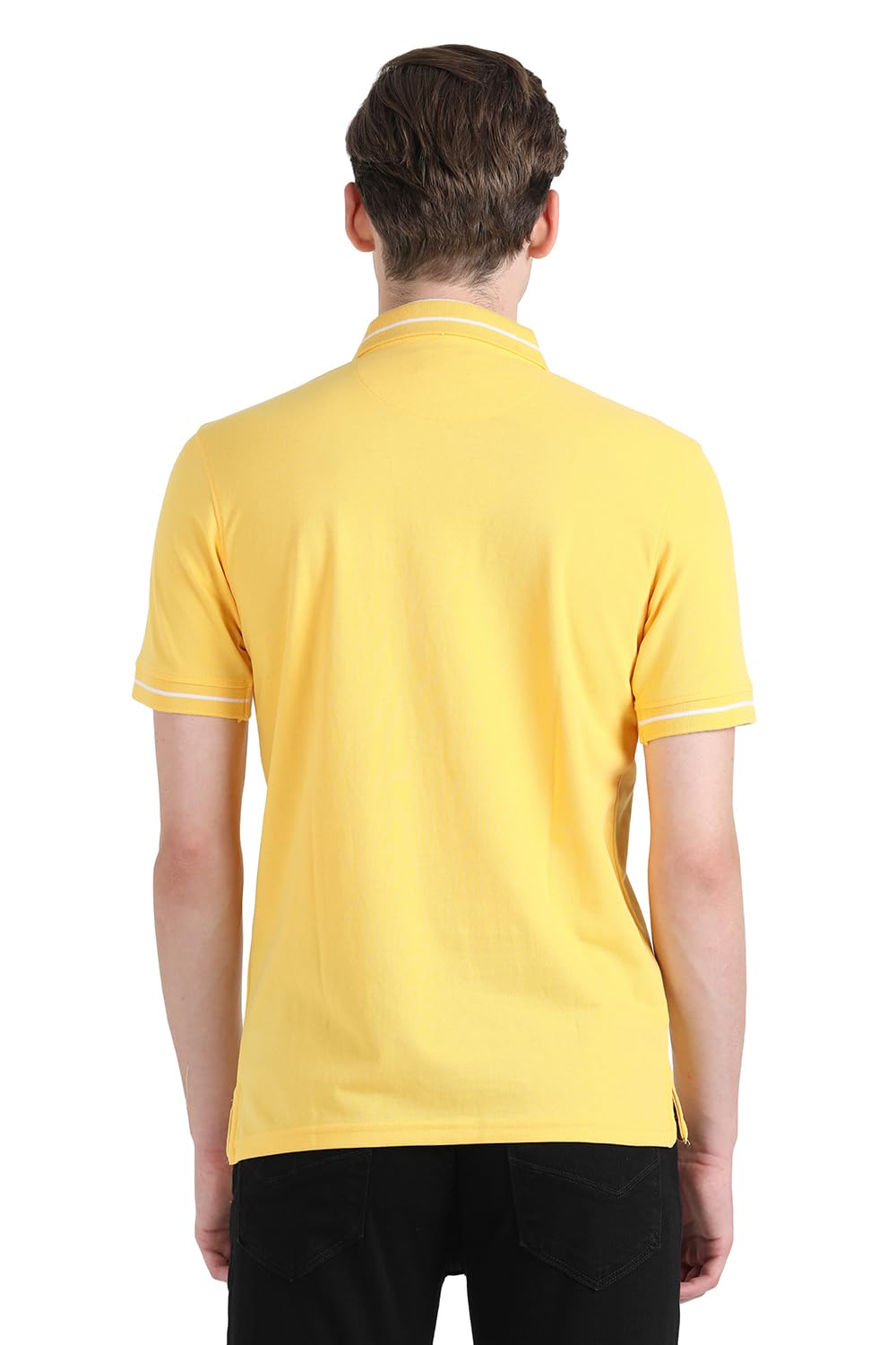 Peter England Men's Pique Polo T-Shirt - Yellow - Image 3
