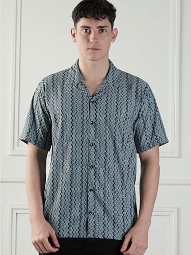 Urban Buccachi Men's Sky Blue Zigzag Shirt - Image 2
