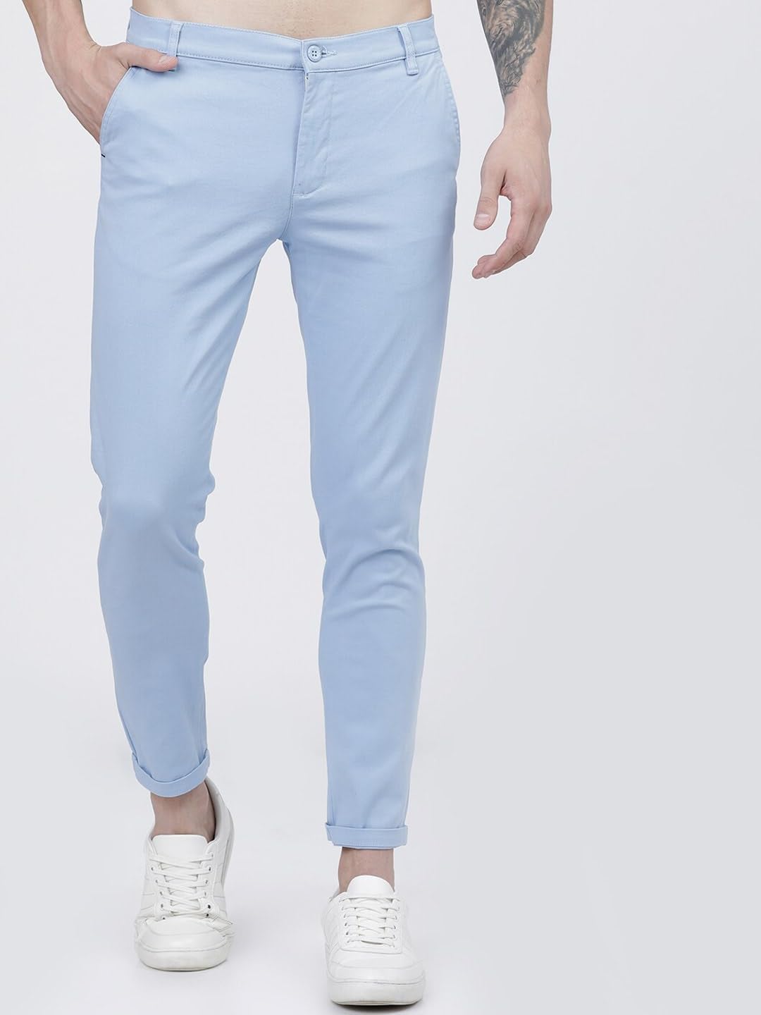 The Indian Garage Co Men's Lt Blue Stretchable Chinos - Image 2