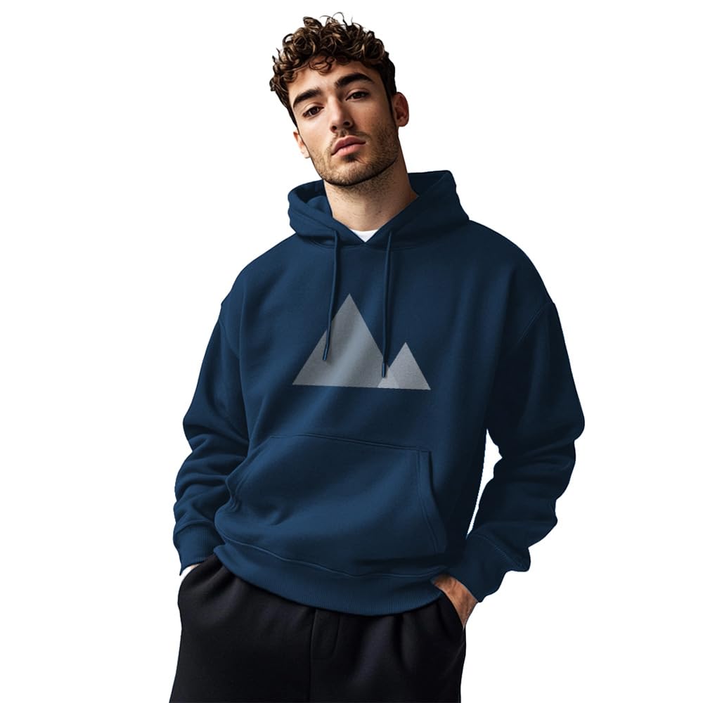 NOBERO Men's Cotton Blend Hooded Sweatshirt - Navy Blue