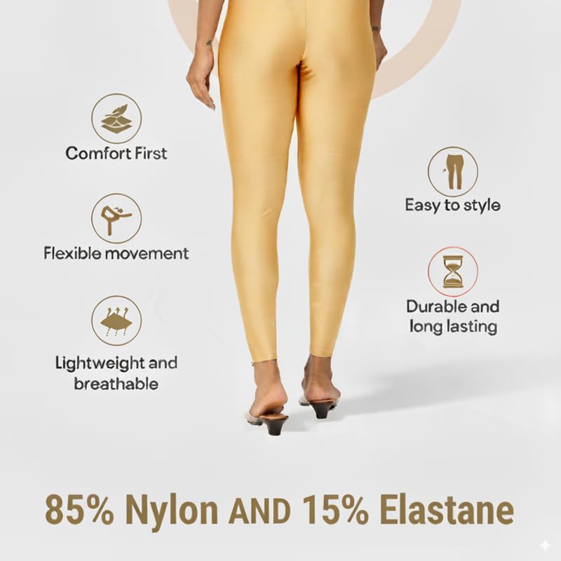 i TEX Women Shimmer Churidar Leggings - Nylon-Elastane - Image 4