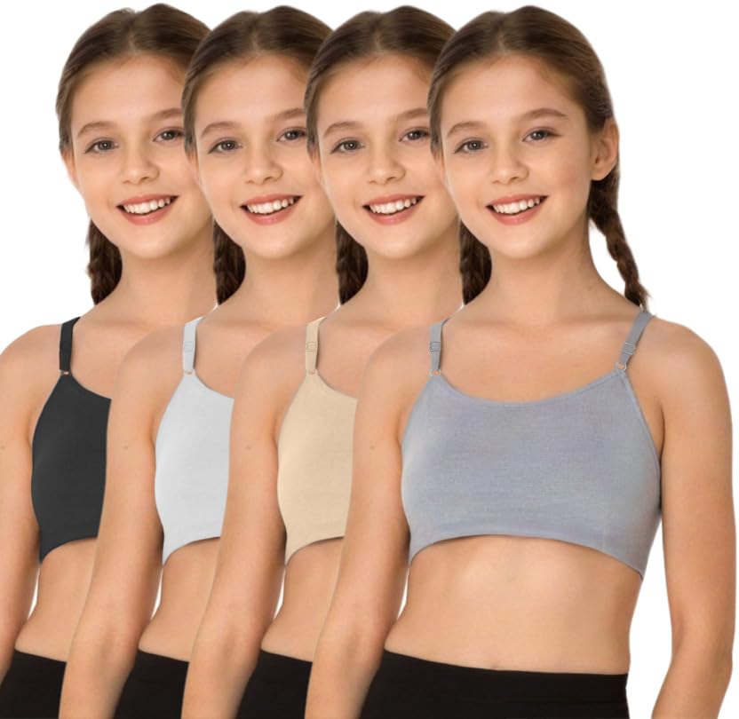 Dressably Cotton Solid Bras for Girls - Black White Grey - Image 3