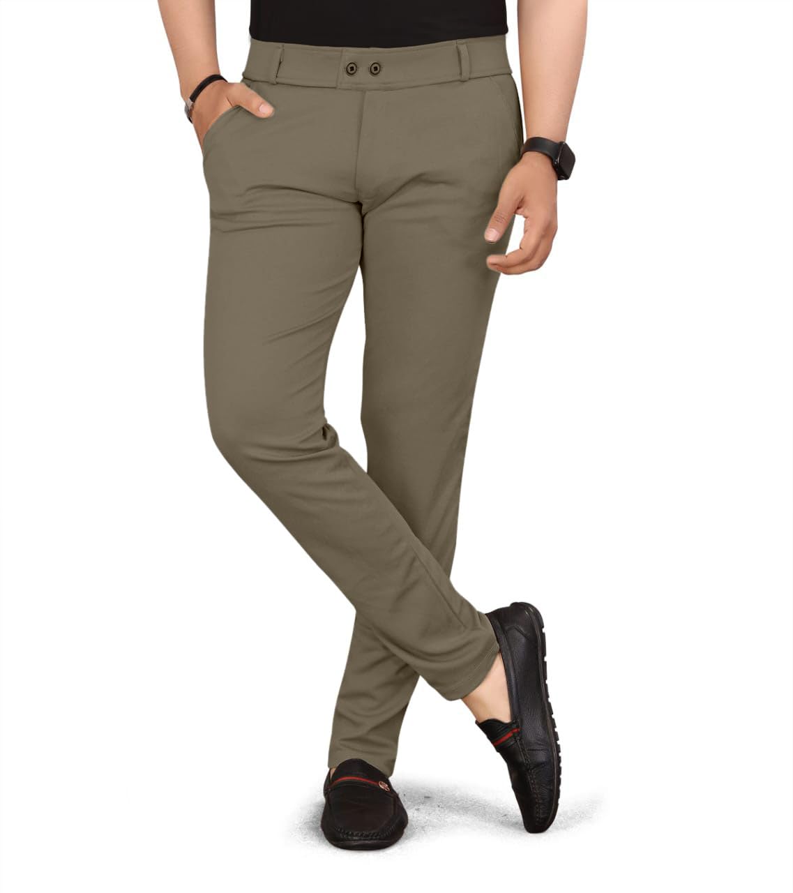 HARSHAD KUMAR & CO Men's Khaki Formal Trousers - Image 4