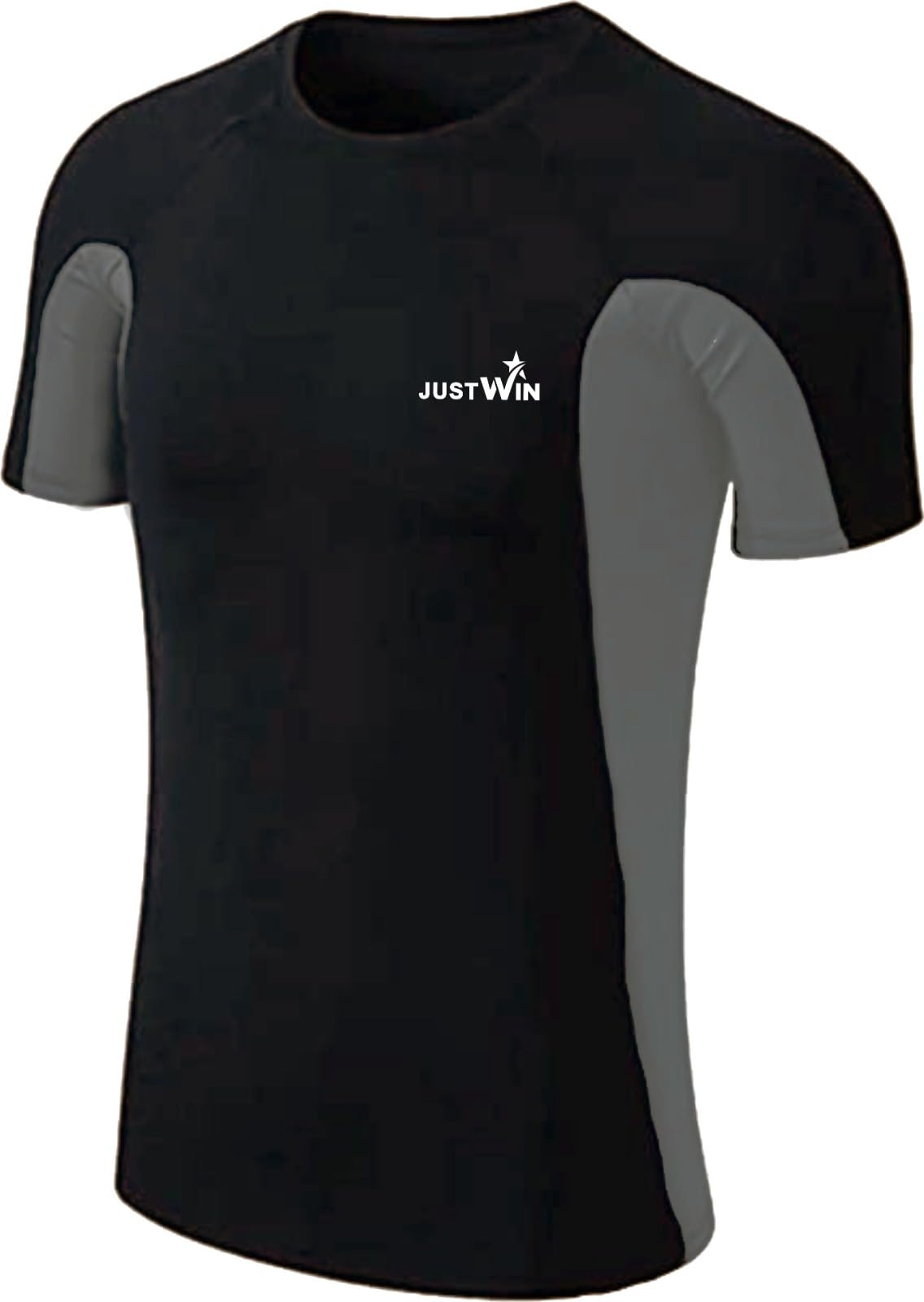 JUSTWIN Swimwear T-Shirt and Shorts for Men & Women - Black Grey - Image 2