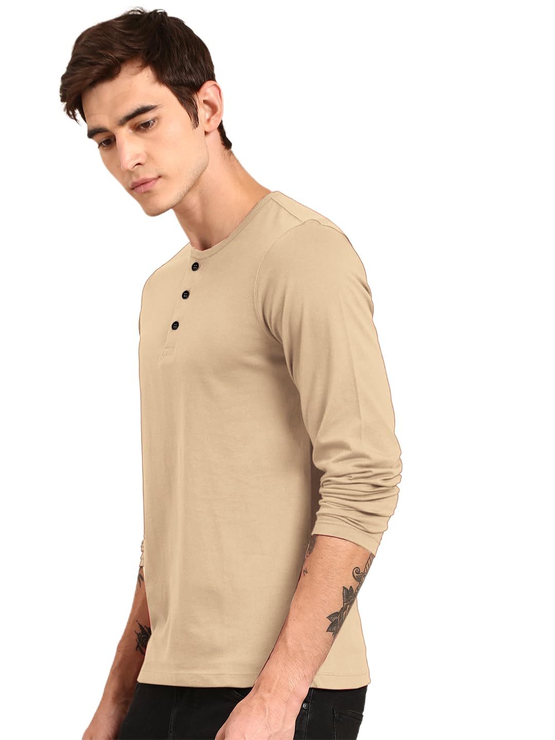 LAZYCHUNKS Men's Henley Neck T-Shirt - Image 3