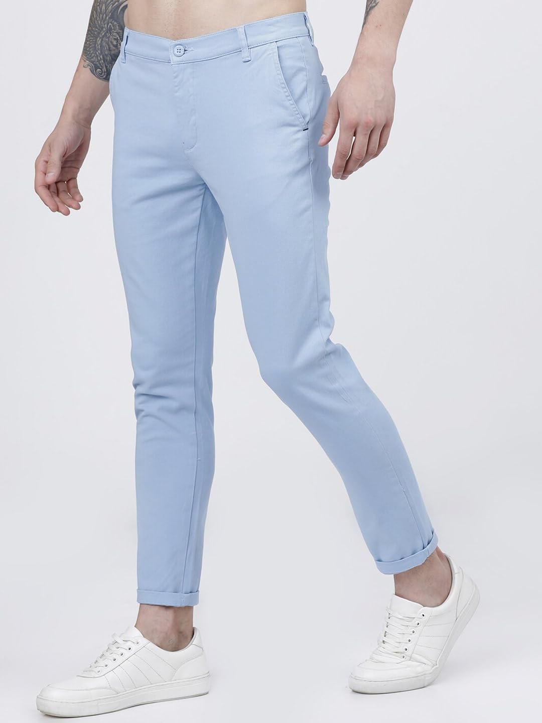The Indian Garage Co Men's Lt Blue Stretchable Chinos - Image 3