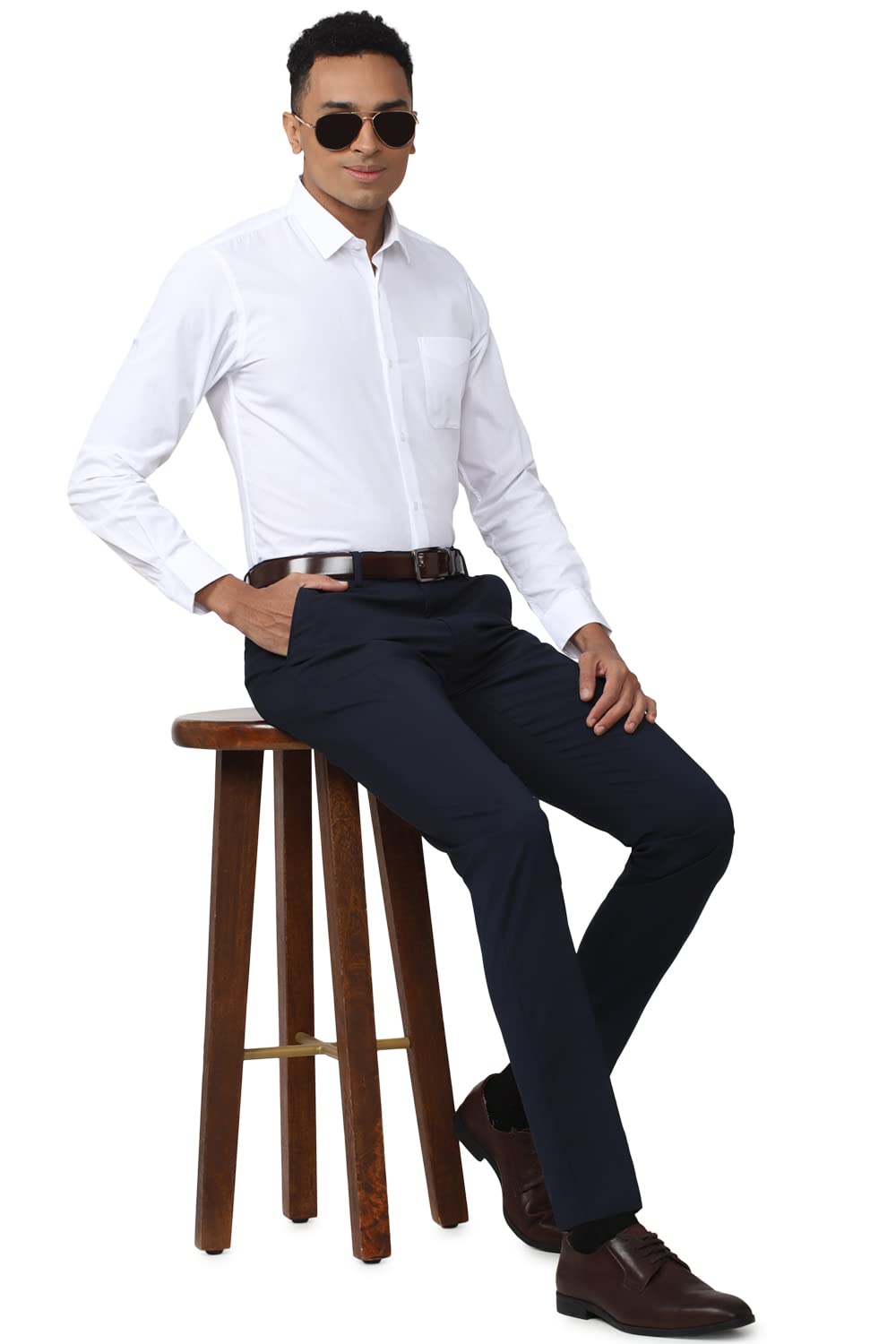 Peter England Men's Navy Formal Trousers - Image 5