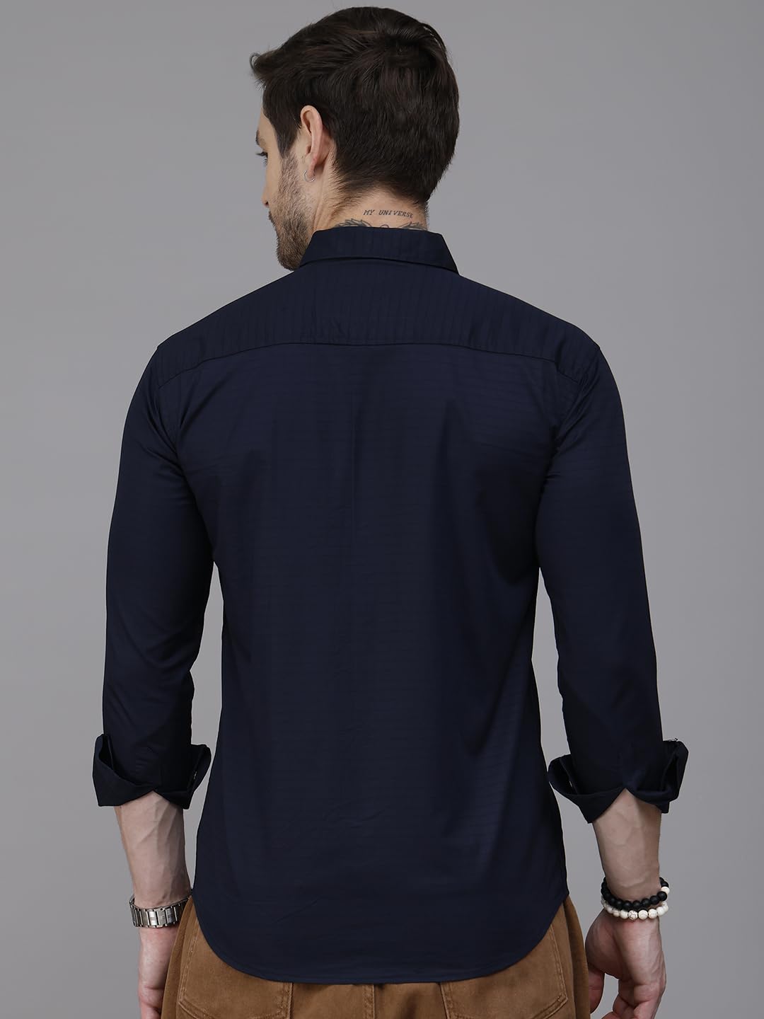 Majestic Man Navy Blue Cotton Casual Shirt for Men - Image 4
