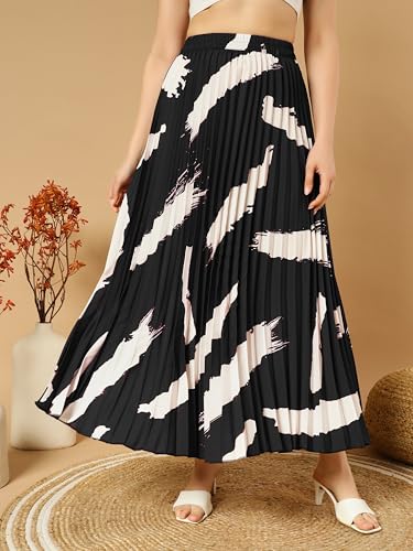 KZULLY Women's Polyester Western Maxi Skirt - Black - Image 2