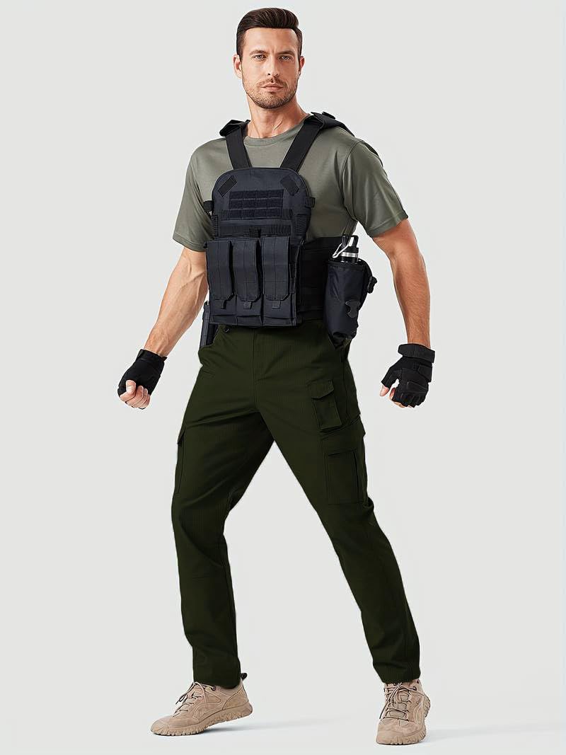 TOPLOT Men Tactical Cargo Pants - Olive - Image 5
