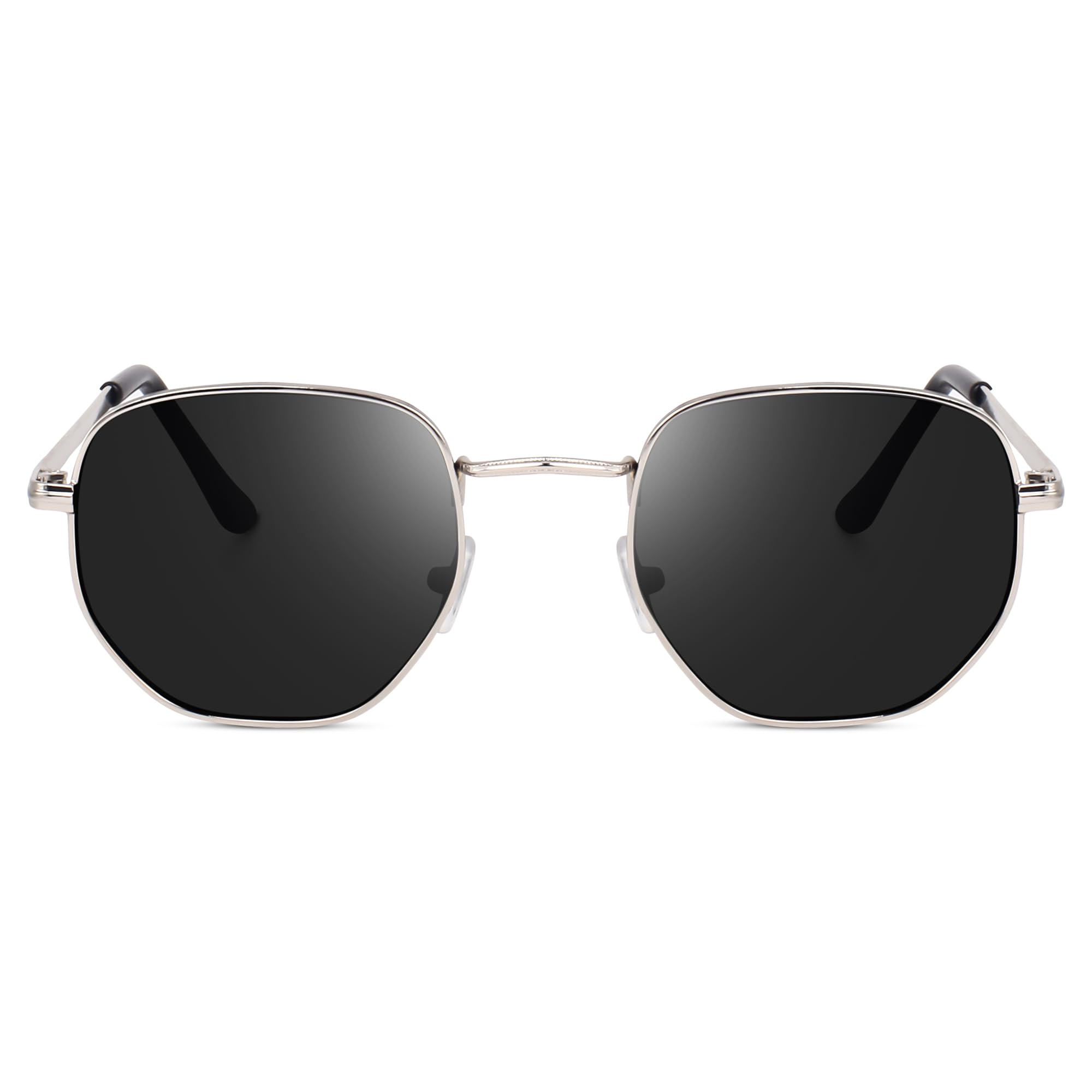 Dervin Hexagonal Sunglasses - Silver-Black - Image 2