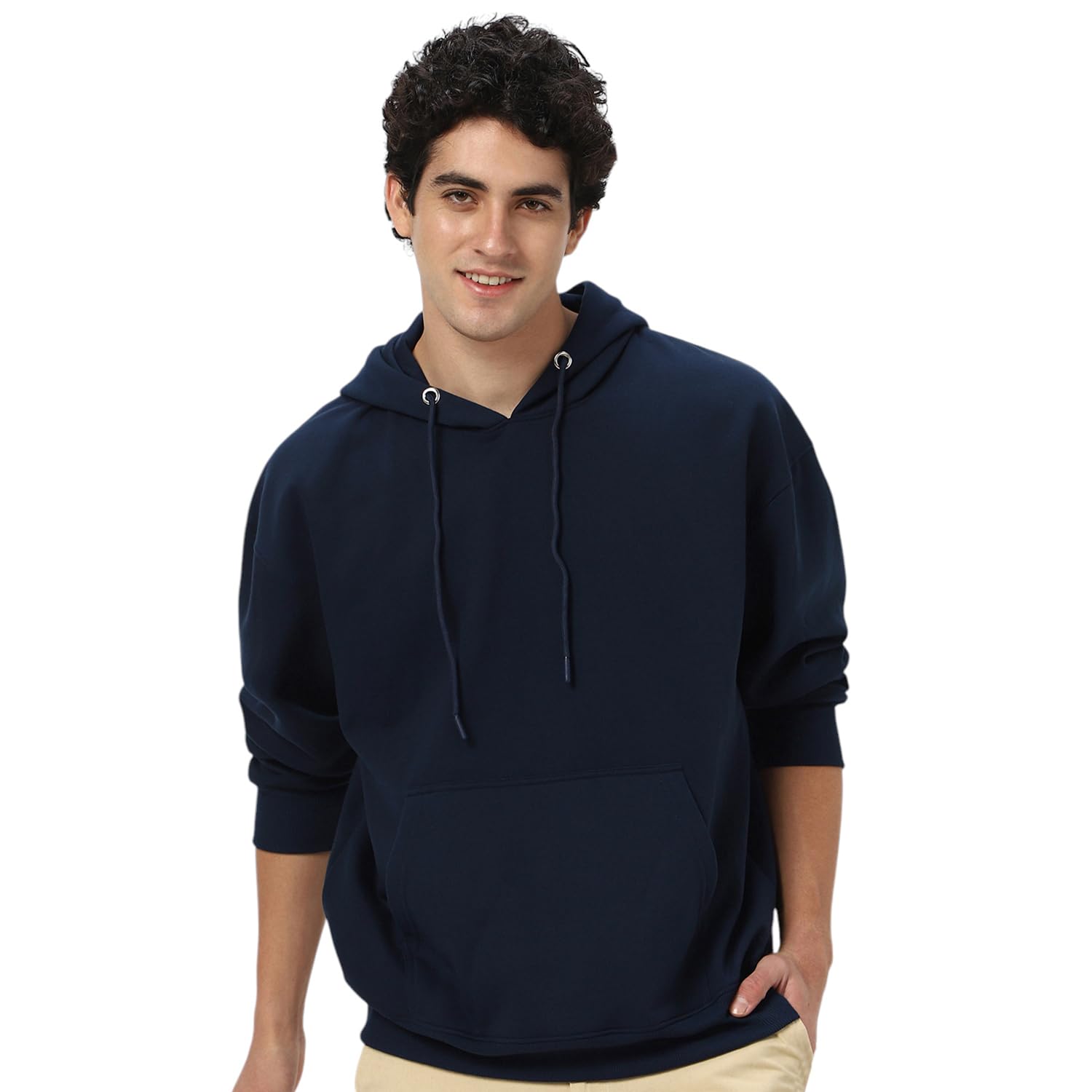 Urbano Fashion Men's Iris Navy Cotton Hooded Sweatshirt