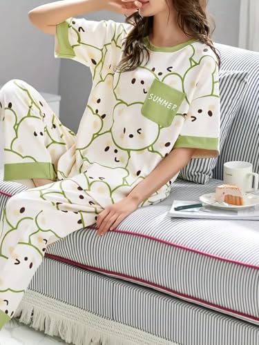 LOUIS LUXE Women's Printed Night Suit - Green - Image 4