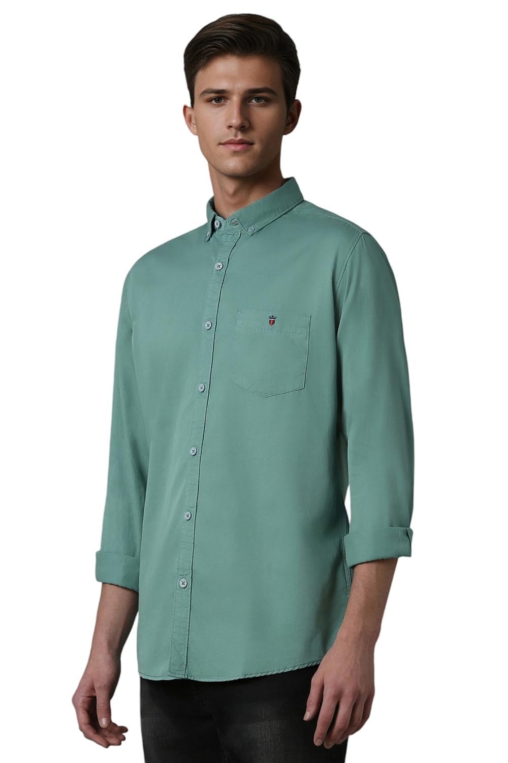 Louis Philippe Men's Mint Slim Fit Cotton Shirt - Image 2